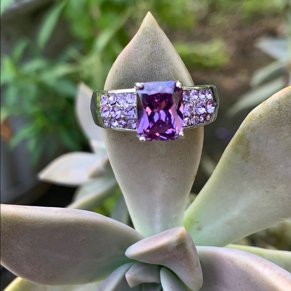 None Jewelry - Silver-tone Purple Costume Ring